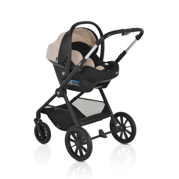 Cărucior 3in1 Cangaroo Joker Beige, Cadru Aluminiu, Scaun Auto i-SIZE Inclus, Pliere Semiautomată, Copertină UV50+, 0-4 Ani
