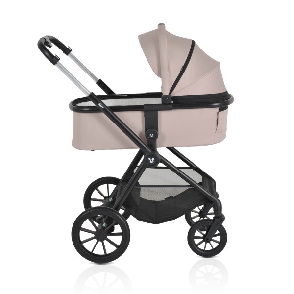 Cărucior 3in1 Cangaroo Joker Beige, Cadru Aluminiu, Scaun Auto i-SIZE Inclus, Pliere Semiautomată, Copertină UV50+, 0-4 Ani