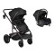 Cărucior Combinat Moni All Road 2 în 1 Black cu Scaun Auto i-Size Inclus, Cadru Aluminiu, Scaun Reversibil, 0-4 Ani