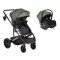 Cărucior Combinat Moni All Road 2 în 1 Dark Green cu Scaun Auto i-Size Inclus, Cadru Aluminiu, Scaun Reversibil, 0-4 Ani