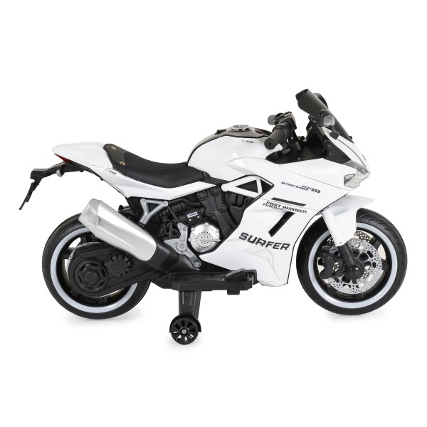 Motocicletă Electrică pentru Copii 3-8 Ani, Moni Surfer White – 12V, Bluetooth, MP3, 8 km/h Motocicletă Electrică pentru Copii 3-8 Ani, Moni Surfer White – 12V, Bluetooth, MP3, 8 km/h
