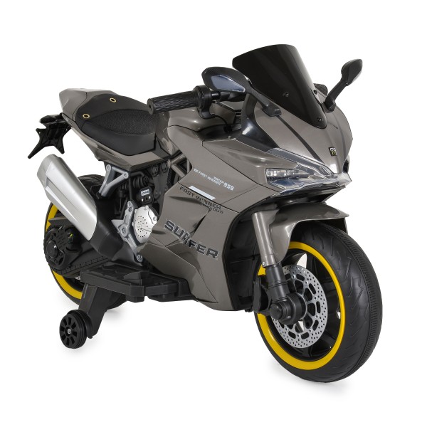 Motocicletă Electrică pentru Copii 3-8 Ani, Moni Surfer Grey – 12V, Bluetooth, MP3, 8 km/h