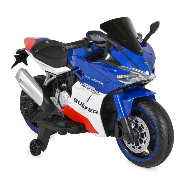 Motocicletă Electrică pentru Copii 3-8 Ani, Moni Surfer Blue – 12V, Bluetooth, MP3, 8 km/h