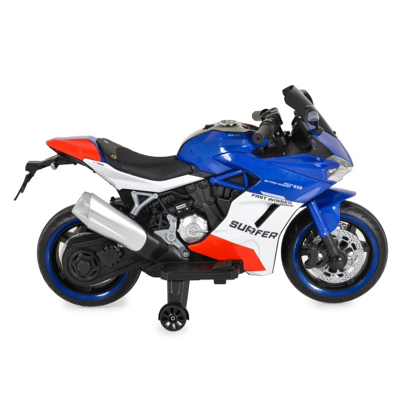 Motocicletă Electrică pentru Copii 3-8 Ani, Moni Surfer Blue – 12V, Bluetooth, MP3, 8 km/h