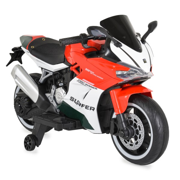 Motocicletă Electrică pentru Copii 3-8 Ani, Moni Surfer Red – 12V, Bluetooth, MP3, 8 km/h
