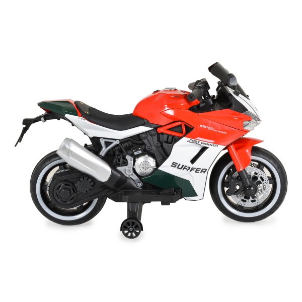 Motocicletă Electrică pentru Copii 3-8 Ani, Moni Surfer Red – 12V, Bluetooth, MP3, 8 km/h Motocicletă Electrică pentru Copii 3-8 Ani, Moni Surfer Red – 12V, Bluetooth, MP3, 8 km/h