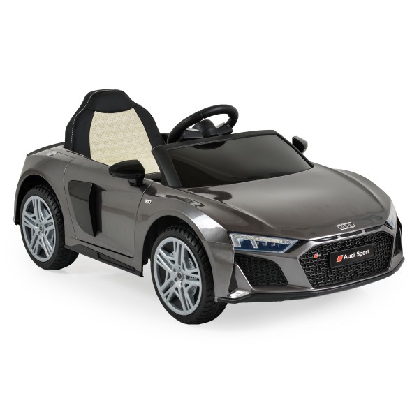 Mașinuță Electrică Copii 3–8 Ani Audi R8 Spyder Silver – 2 Motoare, Baterie 12V, Telecomandă, Bluetooth, Uși Funcționale, Faruri LED