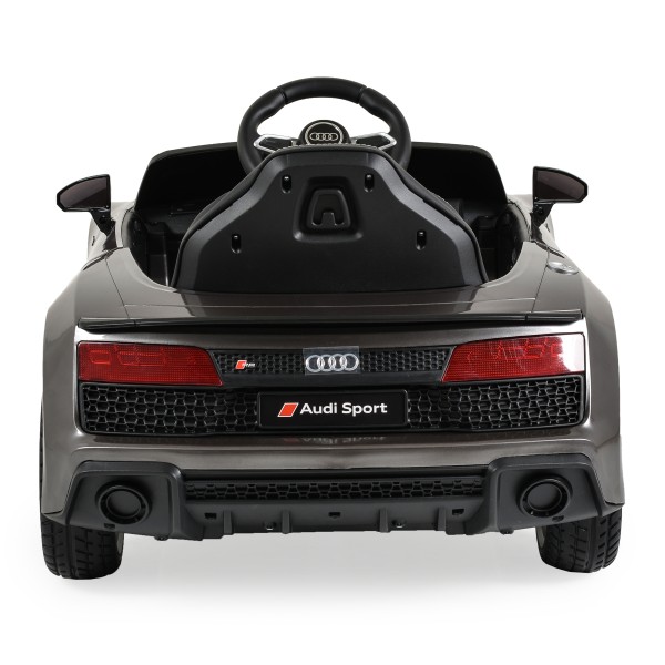 Mașinuță Electrică Copii 3–8 Ani Audi R8 Spyder Silver – 2 Motoare, Baterie 12V, Telecomandă, Bluetooth, Uși Funcționale, Faruri LED