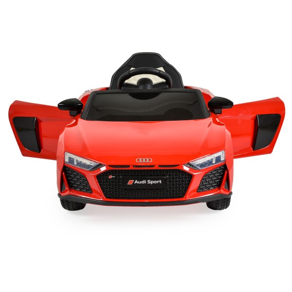 Mașinuță Electrică Copii 3–8 Ani Audi R8 Spyder Red – 2 Motoare, Baterie 12V, Telecomandă, Bluetooth, Uși Funcționale, Faruri LED