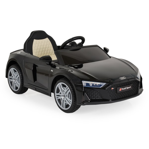 Mașinuță Electrică Copii 3–8 Ani Audi R8 Spyder Black – 2 Motoare, Baterie 12V, Telecomandă, Bluetooth, Uși Funcționale, Faruri LED