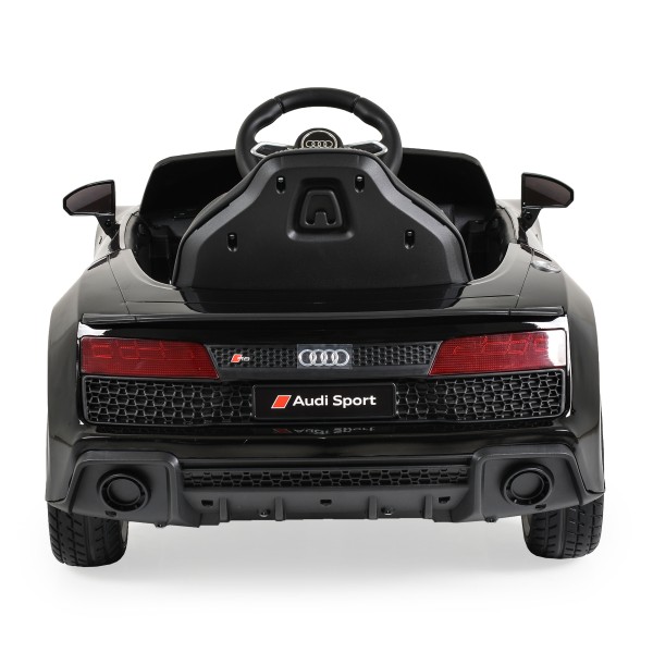 Mașinuță Electrică Copii 3–8 Ani Audi R8 Spyder Black – 2 Motoare, Baterie 12V, Telecomandă, Bluetooth, Uși Funcționale, Faruri LED