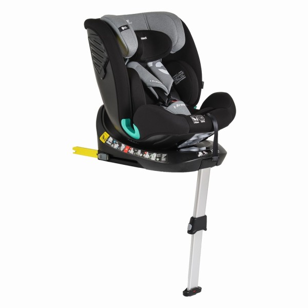 Scaun Auto cu Isofix Cangaroo i-Protect Grey i-Size, Rotativ 360°, 40-150 cm, Picior Susținere, SPS Lateral, 13 Poziții Tetieră, 0-12 Ani