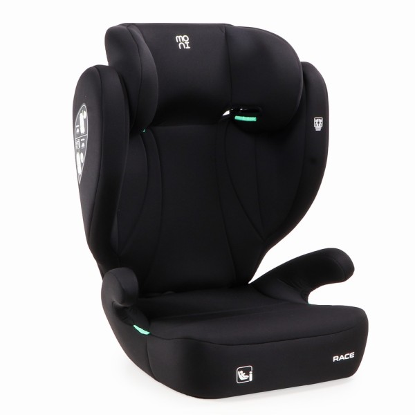 Scaun Auto Copii Race Moni Cosmo black, Fără ISOFIX, 100–150 cm R129 i-Size, Booster Detasabil, Tetieră Reglabilă