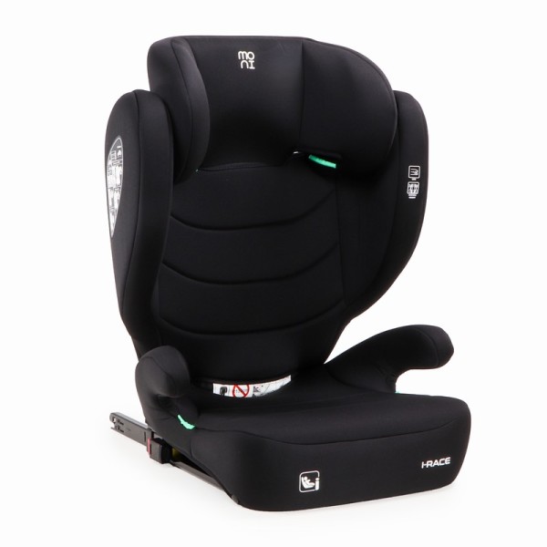 Scaun Auto i-Race Moni cu Isofix, Cosmo black R129 i-Size 100–150 cm, Tetieră Reglabilă, Booster Detasabil 