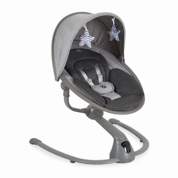 Leagăn electric bebeluși Cangaroo Cloud Premium+ Light Grey – rotire 360°, 5 viteze, muzică și telecomandă
