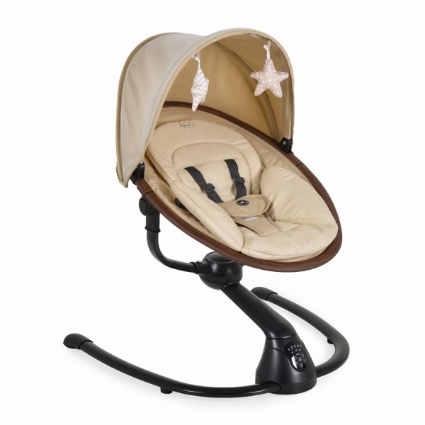 Leagăn electric bebeluși Cangaroo Cloud Premium+ Beige – rotire 360°, 5 viteze, muzică și telecomandă