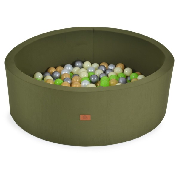 Piscină cu bile Moni Toys Green pentru copii cu 200 bile colorate, fund moale și husă detașabilă, 12 luni+