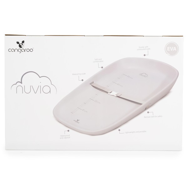 Saltea de înfășat Cangaroo Nuvia Beige din EVA impermeabil, cu centură, înclinare antireflux și scală măsurare, 0-12 luni