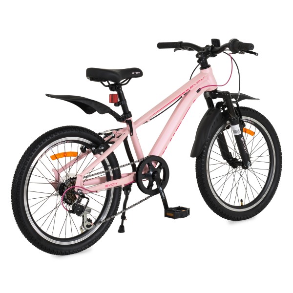 Bicicleta copii Byox Whizzy Pink 20 inch, 6-10 ani, 7 viteze Shimano, suspensie fata, frane aluminiu