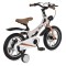 Bicicleta copii Byox GTR Beige 14 inch, 3-5 ani, cadru magneziu, frane disc, roti ajutatoare, far LED