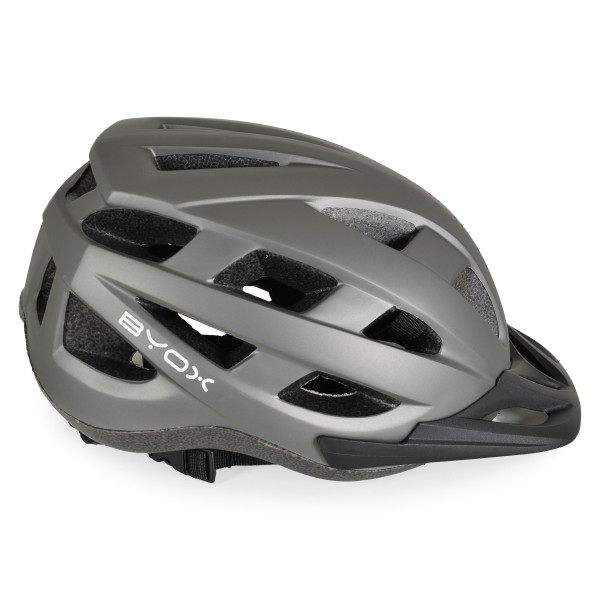Casca de Protectie bicicleta pentru copii, Byox Y48 Gri Mat, marime 54 - 58 cm, lumina LED