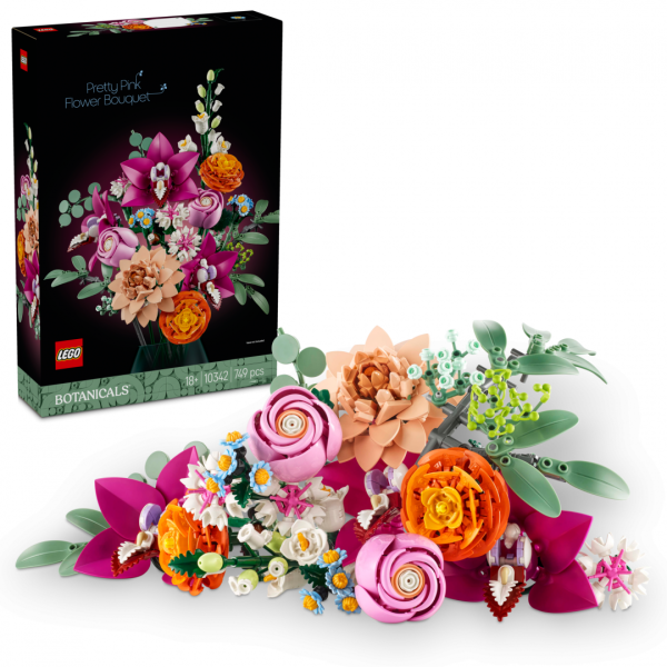 Set constructie LEGO Botanicals Buchet flori roz 10342 749 piese decor casa cadou + 18 ani