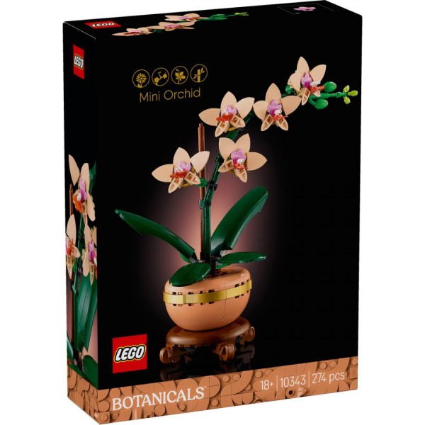 Set constructie LEGO Botanicals Mini Orhidee 10343 274 piese planta decorativa ghiveci cadou + 18 ani