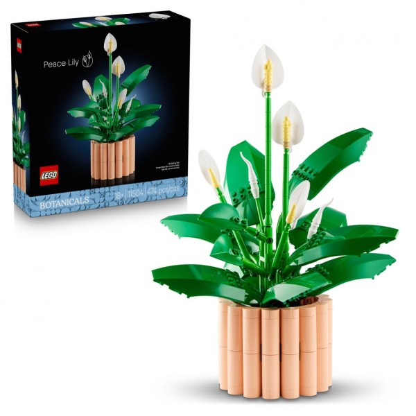 Set constructie LEGO Botanicals Crinul pacii 11504 474 piese planta decorativa ghiveci cadou + 18 ani
