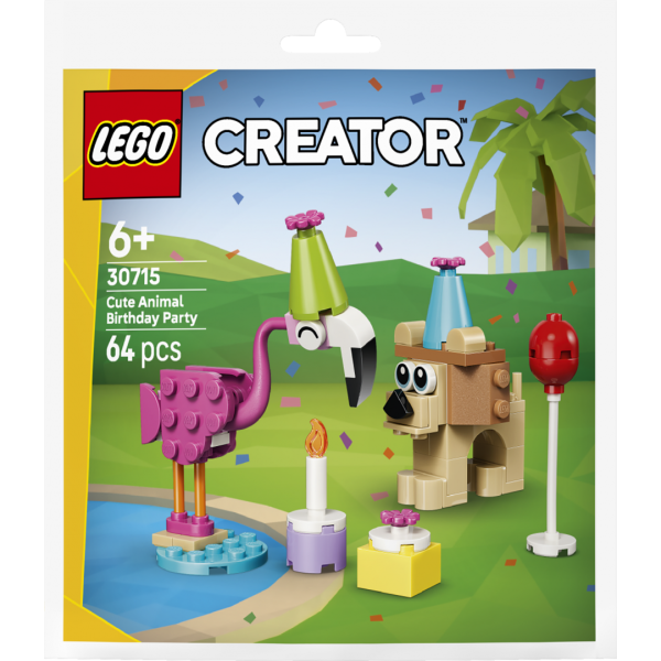 Set constructie LEGO animale petrecere zi nastere 30715 64 piese cu figurine + 6 ani