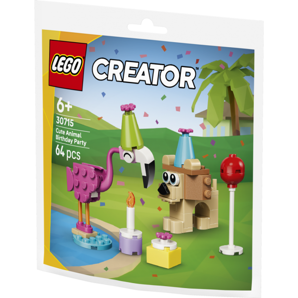 Set constructie LEGO animale petrecere zi nastere 30715 64 piese cu figurine + 6 ani