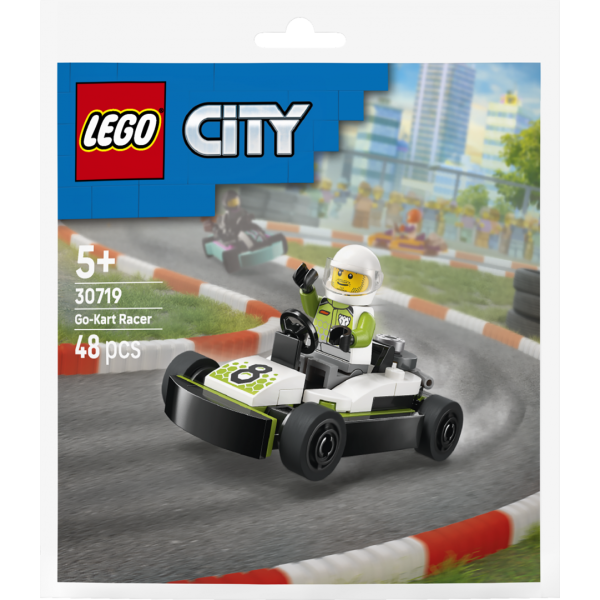 Set constructie LEGO City masina curse kart 30719 48 piese cu pilot + 5 ani