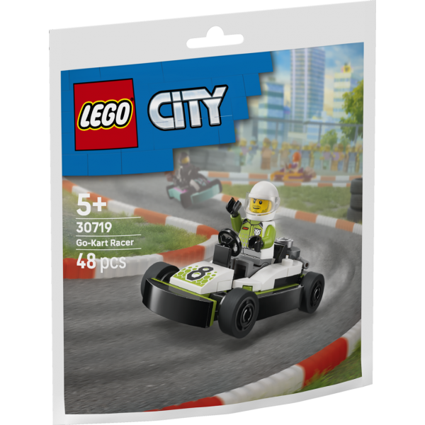 Set constructie LEGO City masina curse kart 30719 48 piese cu pilot + 5 ani
