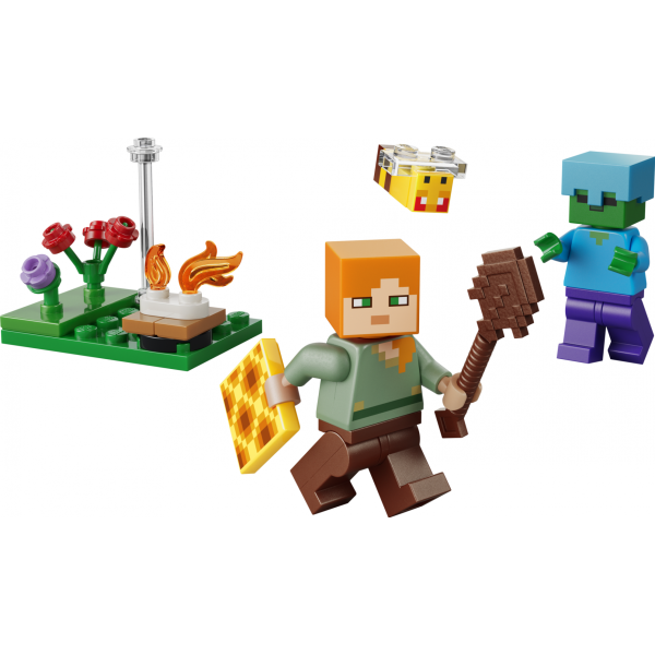 Set constructie LEGO Minecraft conflict foc tabara Alex 30732 31 piese cu figurine + 6 ani