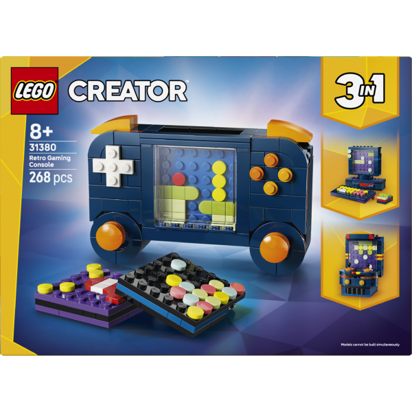 Set constructie LEGO Creator 3 in 1 consola jocuri retro 31380 268 piese 3 modele gaming + 8 ani
