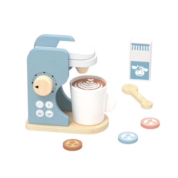 Set Cafea din Lemn Hi Pando, Joc de Rol Barista, Cafetieră + Ceașcă + 3 Capsule, 3 Ani+