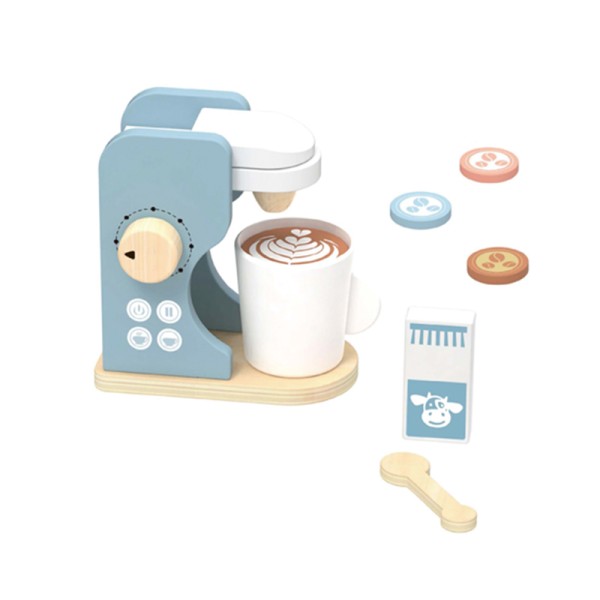Set Cafea din Lemn Hi Pando, Joc de Rol Barista, Cafetieră + Ceașcă + 3 Capsule, 3 Ani+