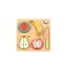 Set Tăiat Fructe din Lemn Hi Pando, 4 Fructe cu Velcro, Tocător + Cuțit, 10 Piese, 12 Luni+