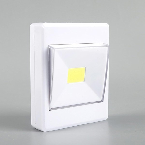 Lampa de veghe LED cu Baterie, Forma intrerupator, Alb, 9x8x2 cm