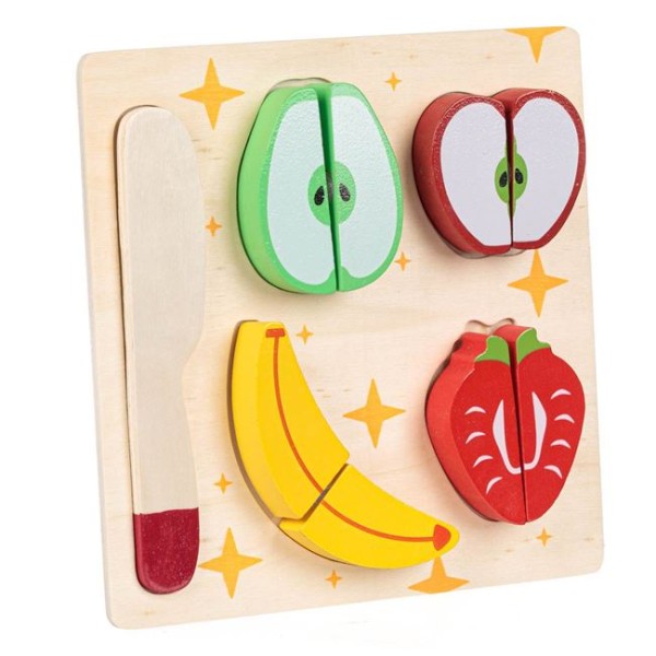 Set de Joaca Puzzle din Lemn cu Fructe, 18x18cm, Varsta 3+