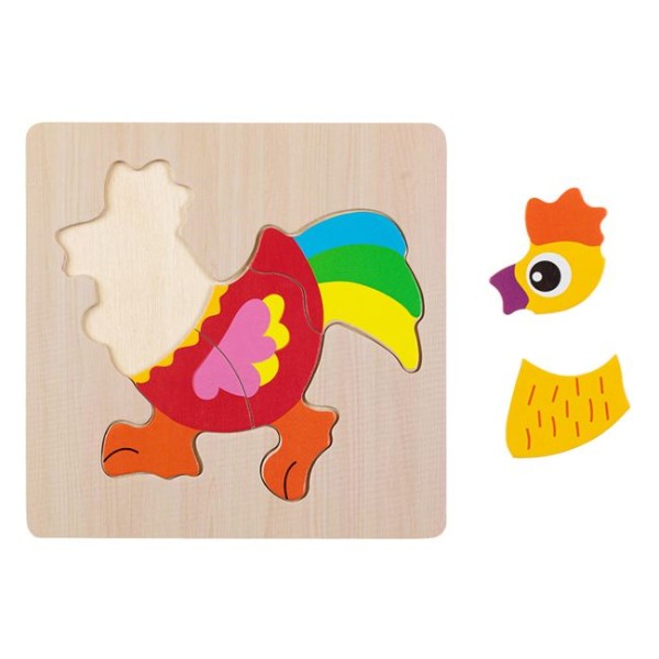 Puzzle din Lemn, Cocos 5 Piese, Multicolor, 15x15cm, Varsta 3+ Ani