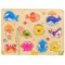 Puzzle din Lemn cu Animale Marine, 11 Piese, Multicolor, 30x22cm, Varsta 3+ Ani