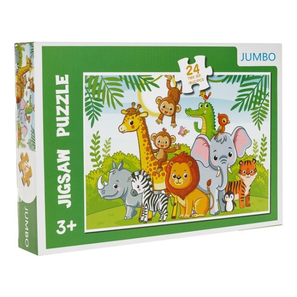 Puzzle copii Animale din Jungla, 24 de piese, Trefl, 33x5.5x22.5cm, 4 Ani +