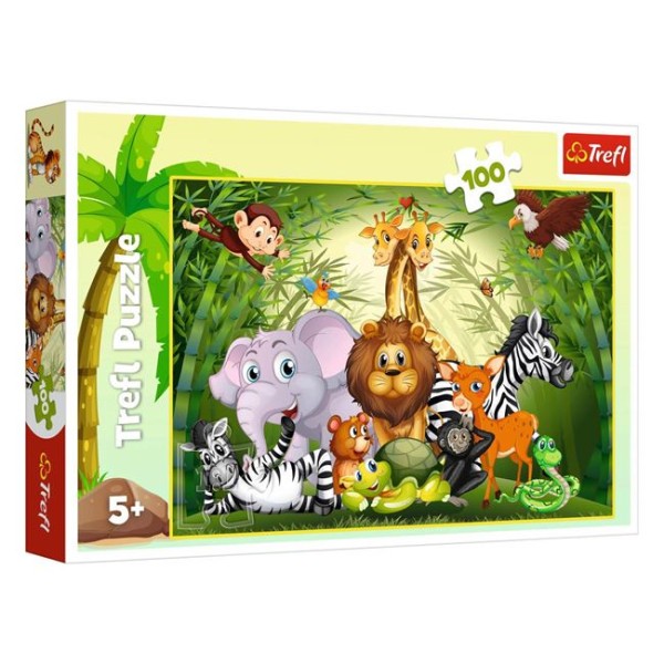 Puzzle copii Animale in Padure,100 piese, Trefl, 28x41 cm, 5 Ani +