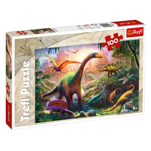 Puzzle copii Dinozauri,100 piese, Trefl, 41x28 cm, 5 Ani +